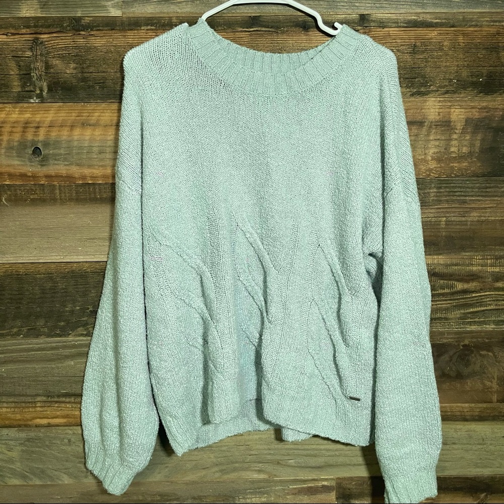 HOLLISTER Women's Blue Crewneck Cable Knit Fall Sweater - Size Medium